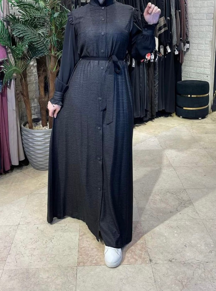 Jacqurad Abaya Black Buttons
