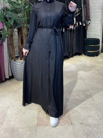 Jacqurad Abaya Black Buttons