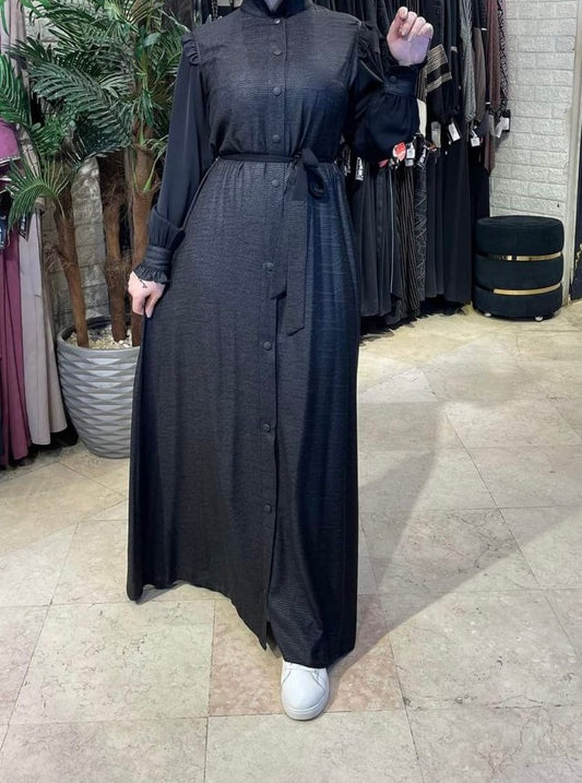 Jacqurad Abaya Black Buttons
