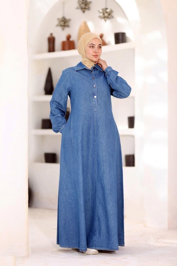 Nariman Light Blue Denim Button Dress