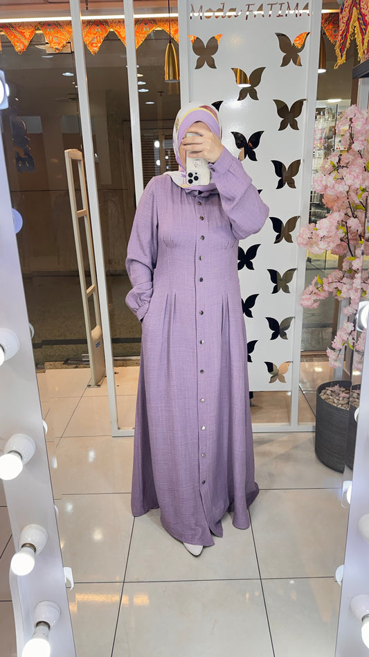 Elara Linen Dress  Buttons