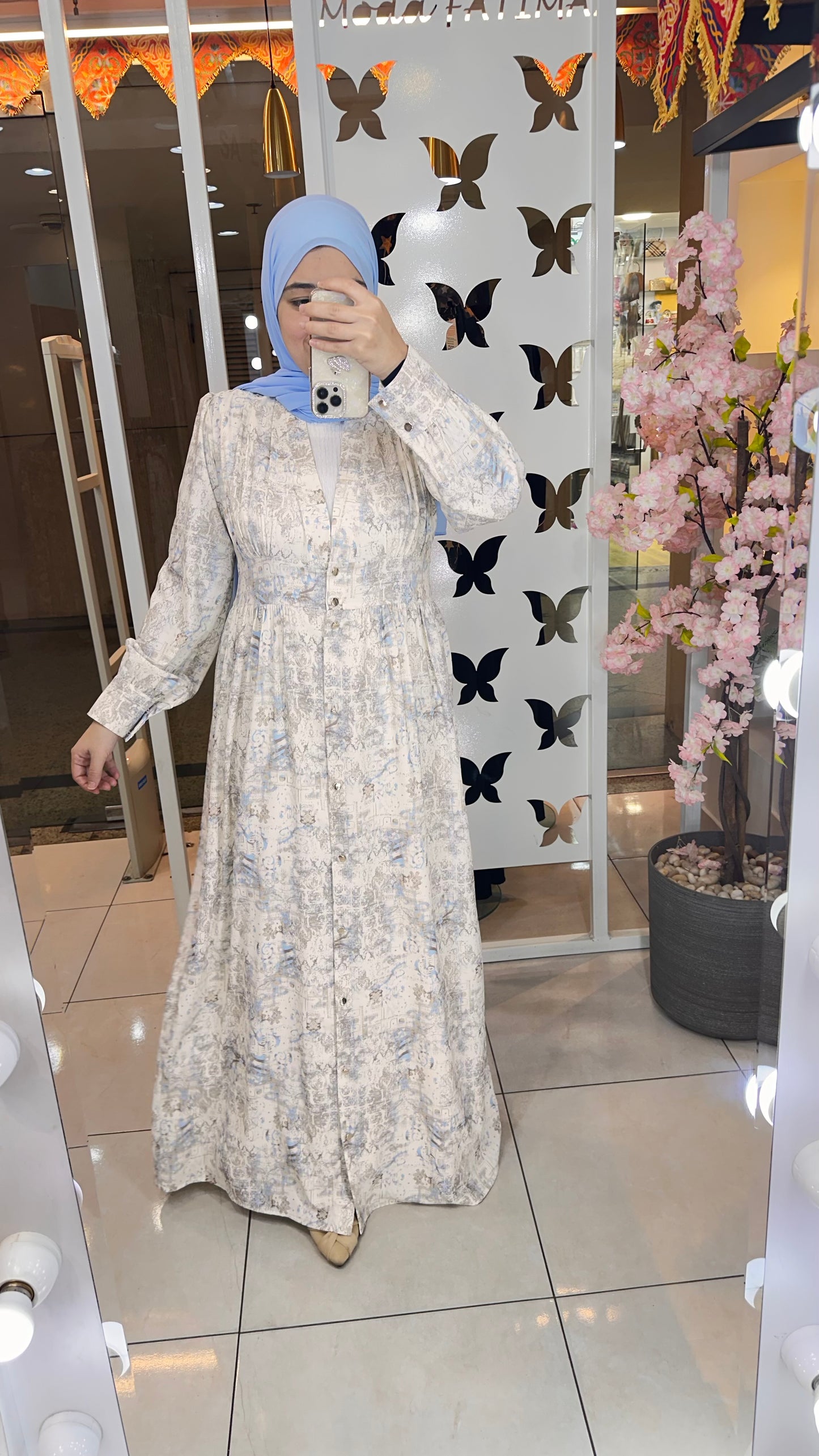 Soft Printed Dress Off White*Cafe