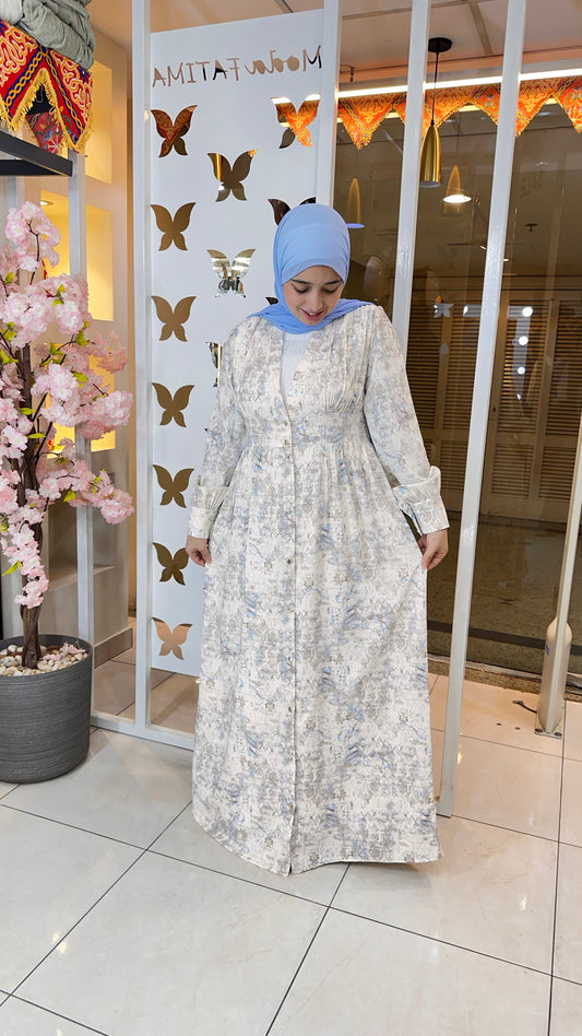 Soft Printed Dress Off White*Cafe