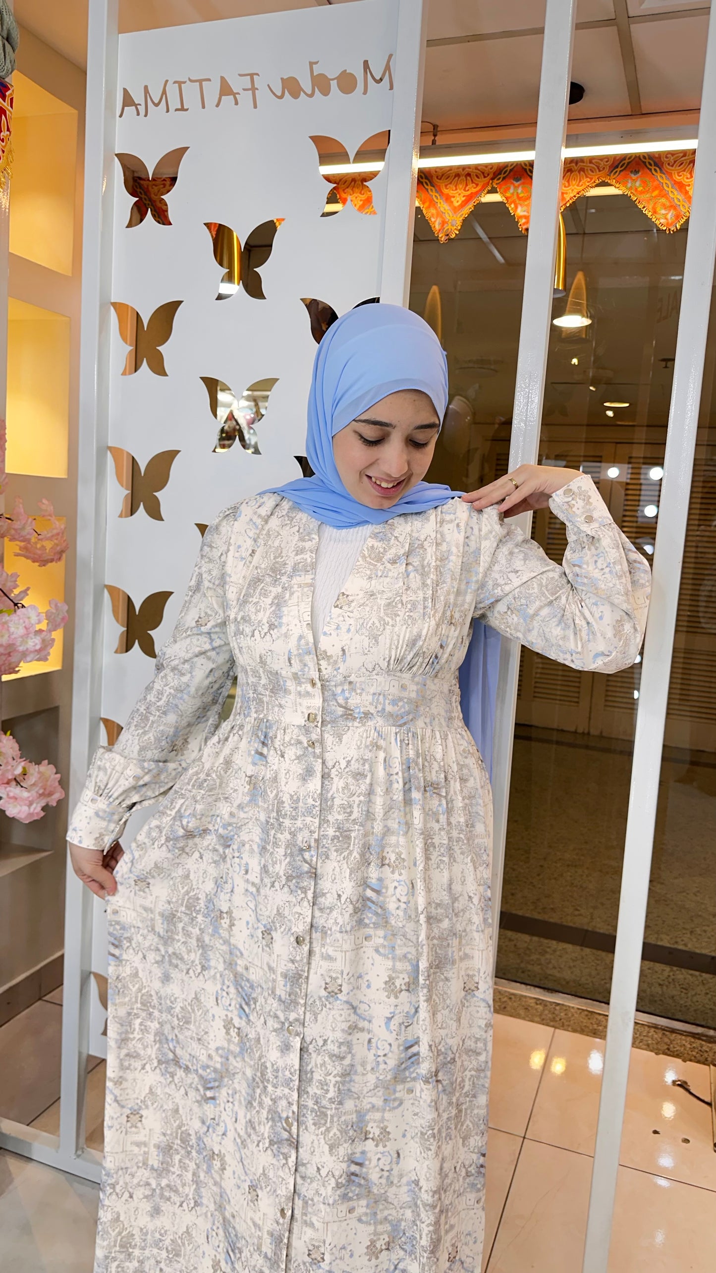 Soft Printed Dress Off White*Cafe