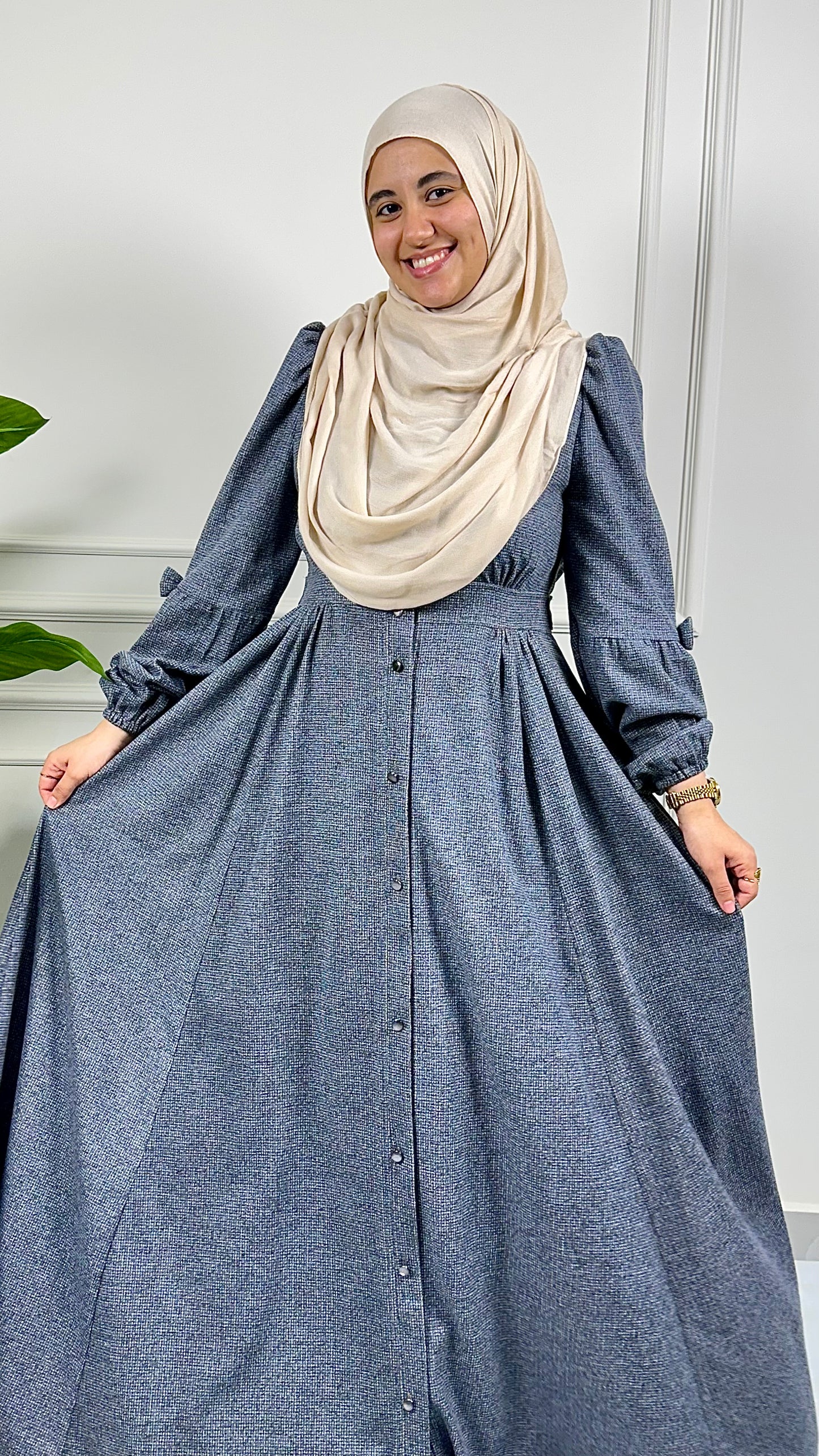 Lara wool bow dress - Blue