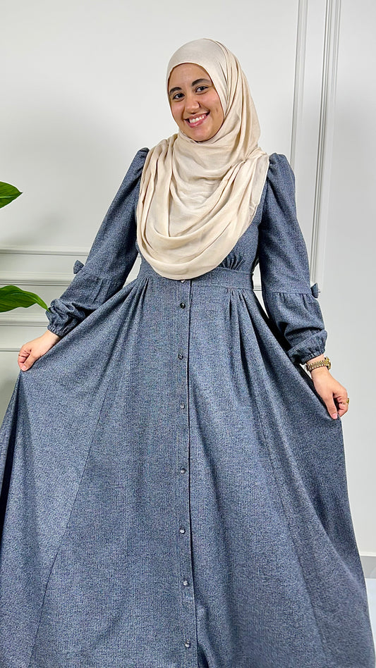 Lara wool bow dress - Blue