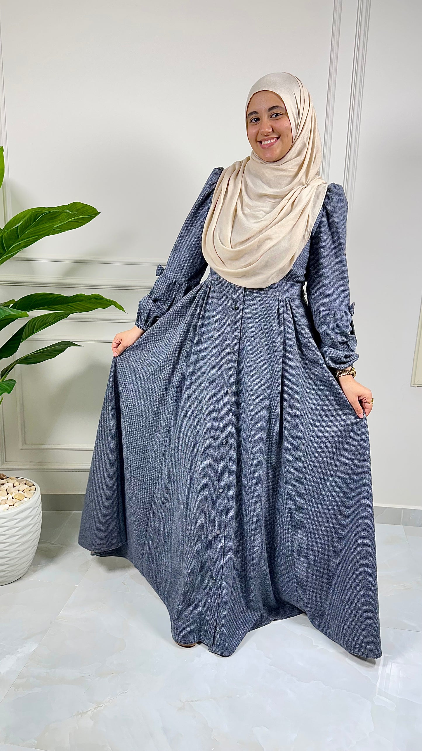 Lara wool bow dress - Blue