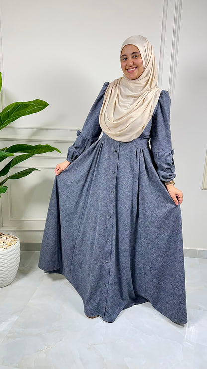 Lara wool bow dress - Blue