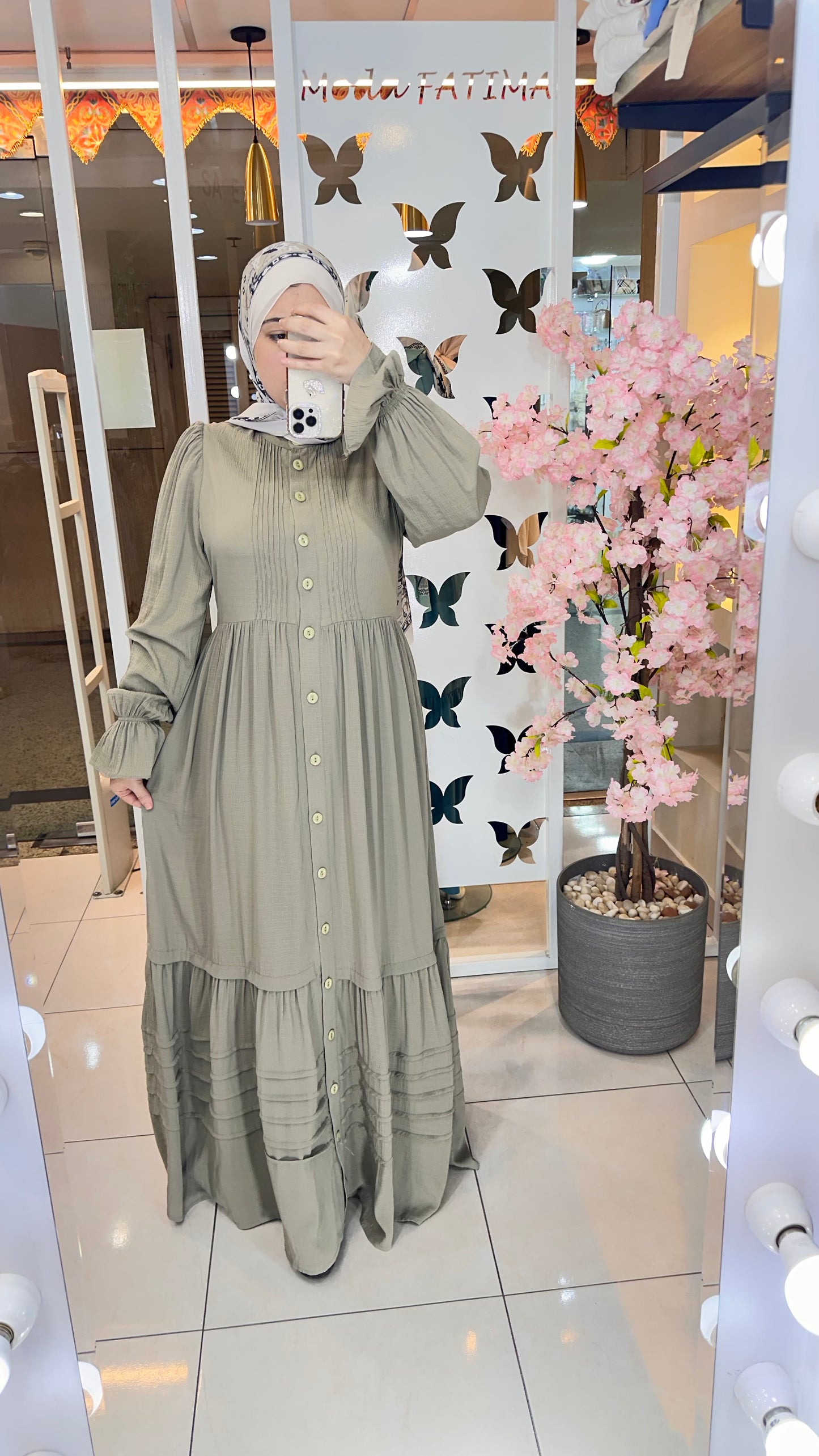 Jade Cotton Korecha Dress Olive