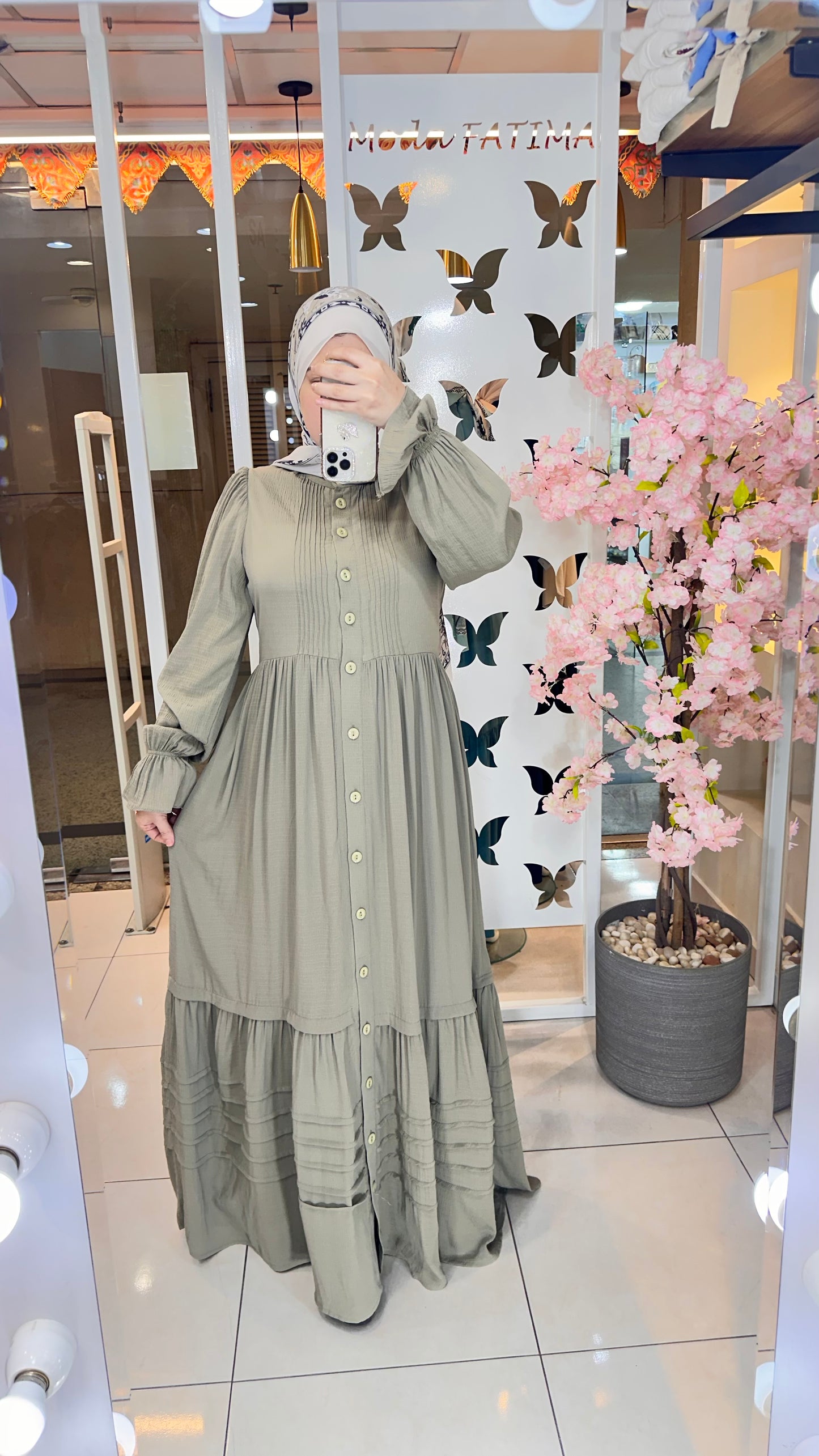 Jade Cotton Korecha Dress Olive