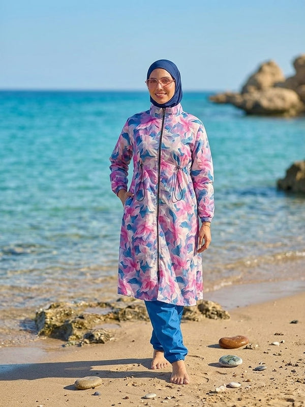 Beach Two-Piece Waterproof Burkini-pink
