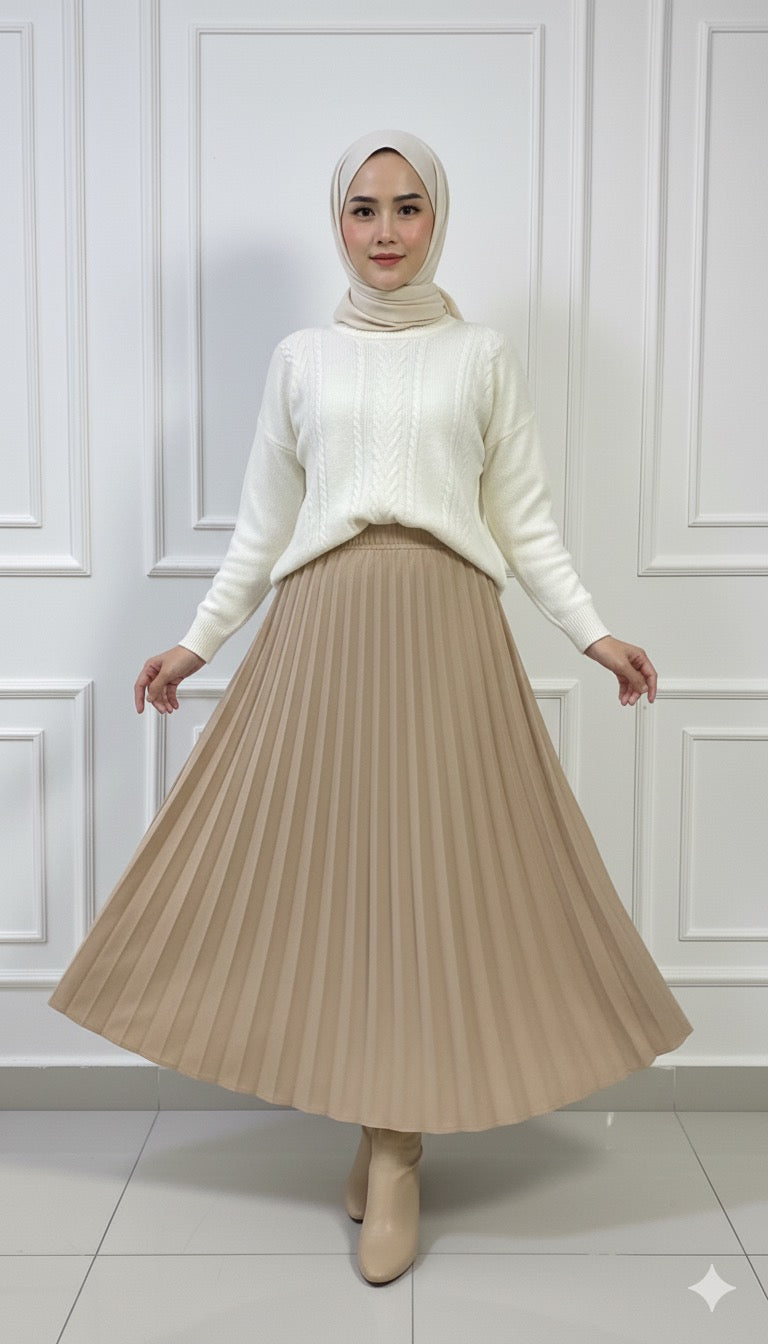 Suede Double Kalosh Skirt - Beige