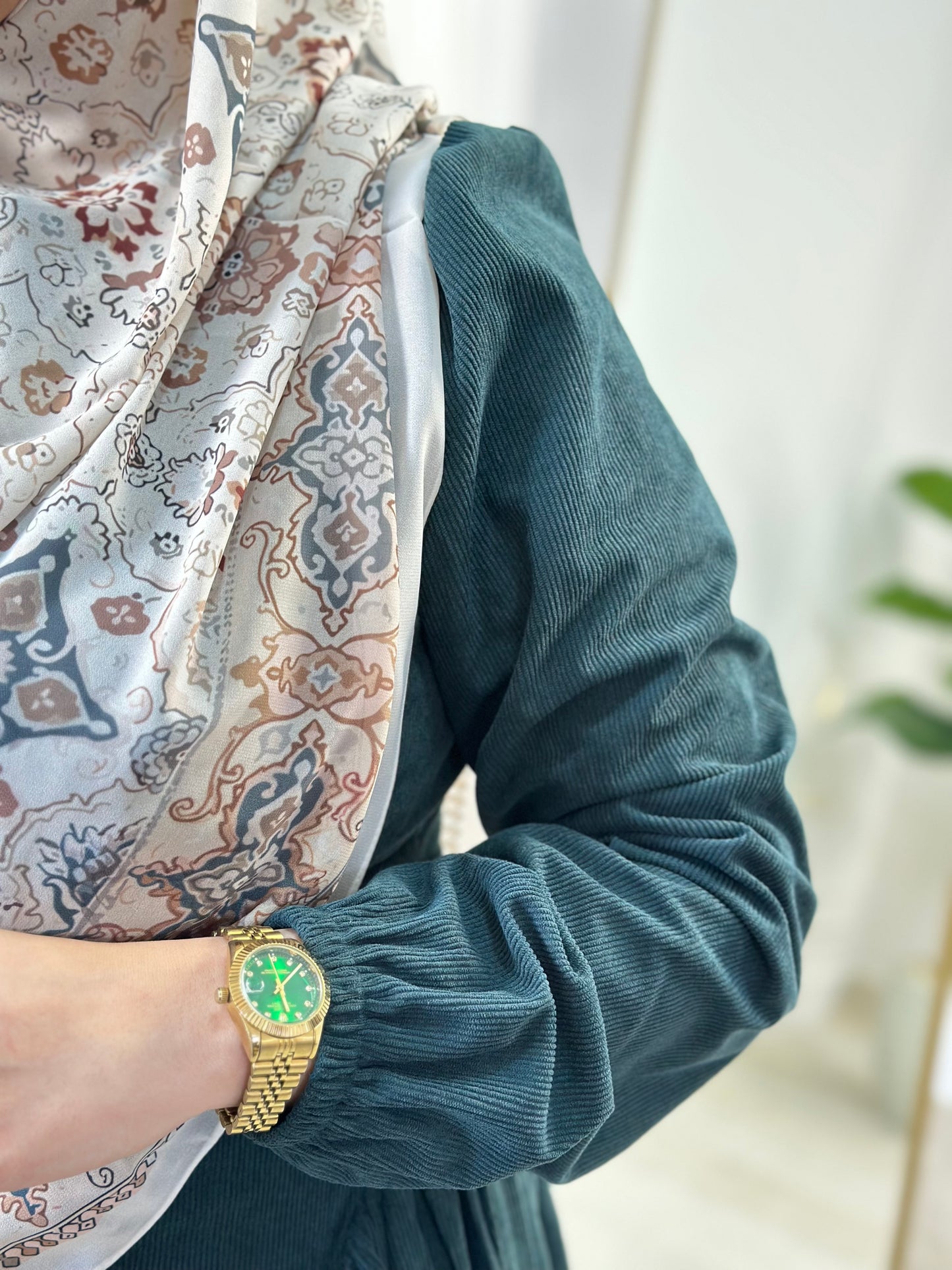 SMA Pleated Velvet A-Line Dress -Olive