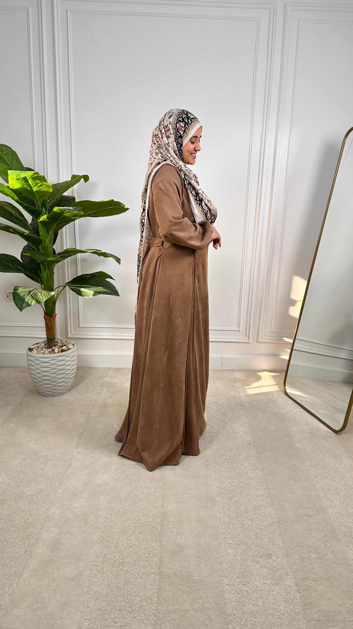 Kayan Ribbed Suede Empire Dress - Haven