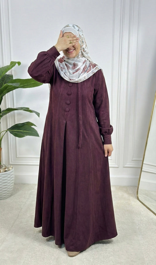 Sofia Ribbed Suede Abaya Dress