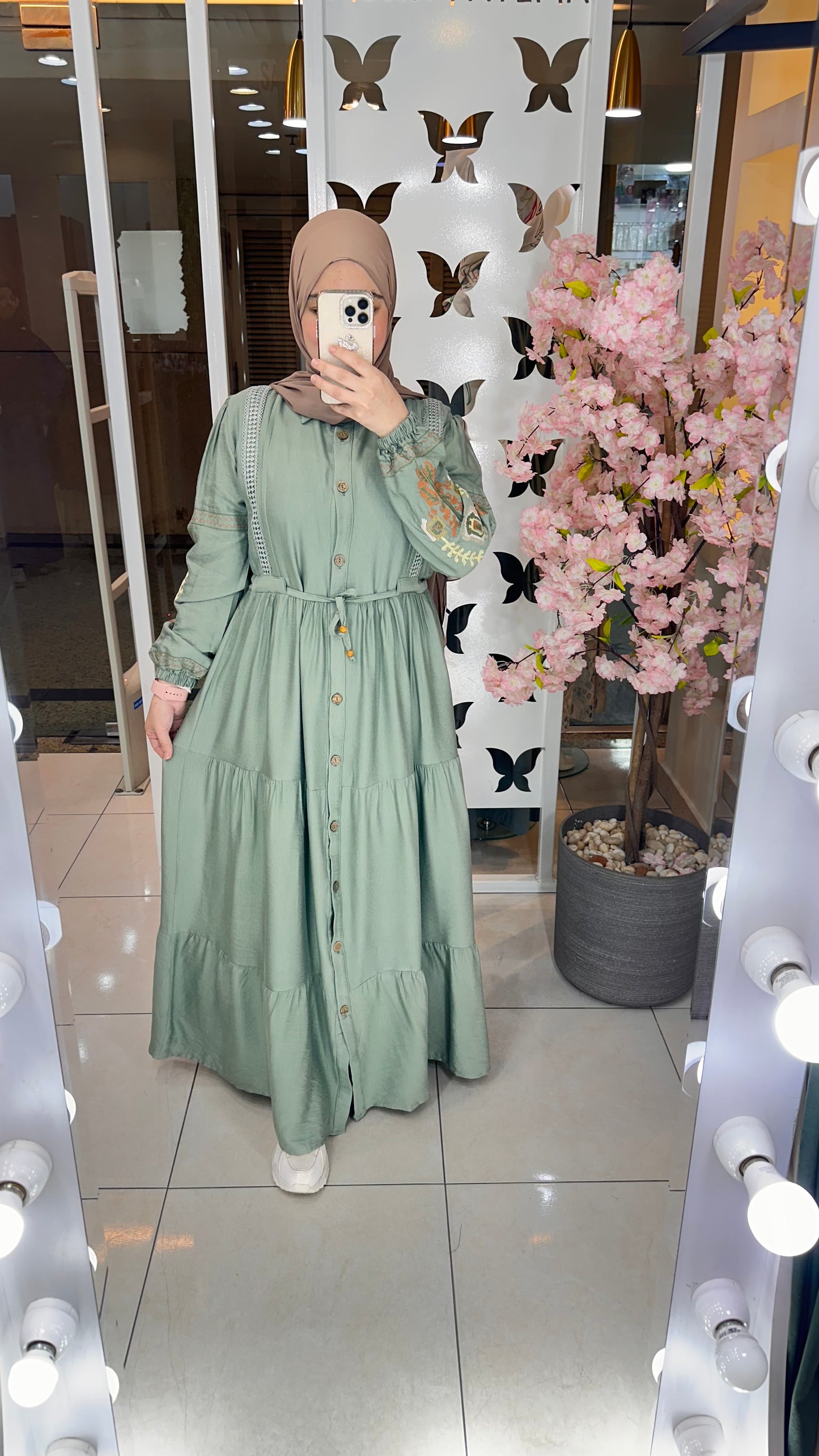 Orlina Embroidered  Linen Dress