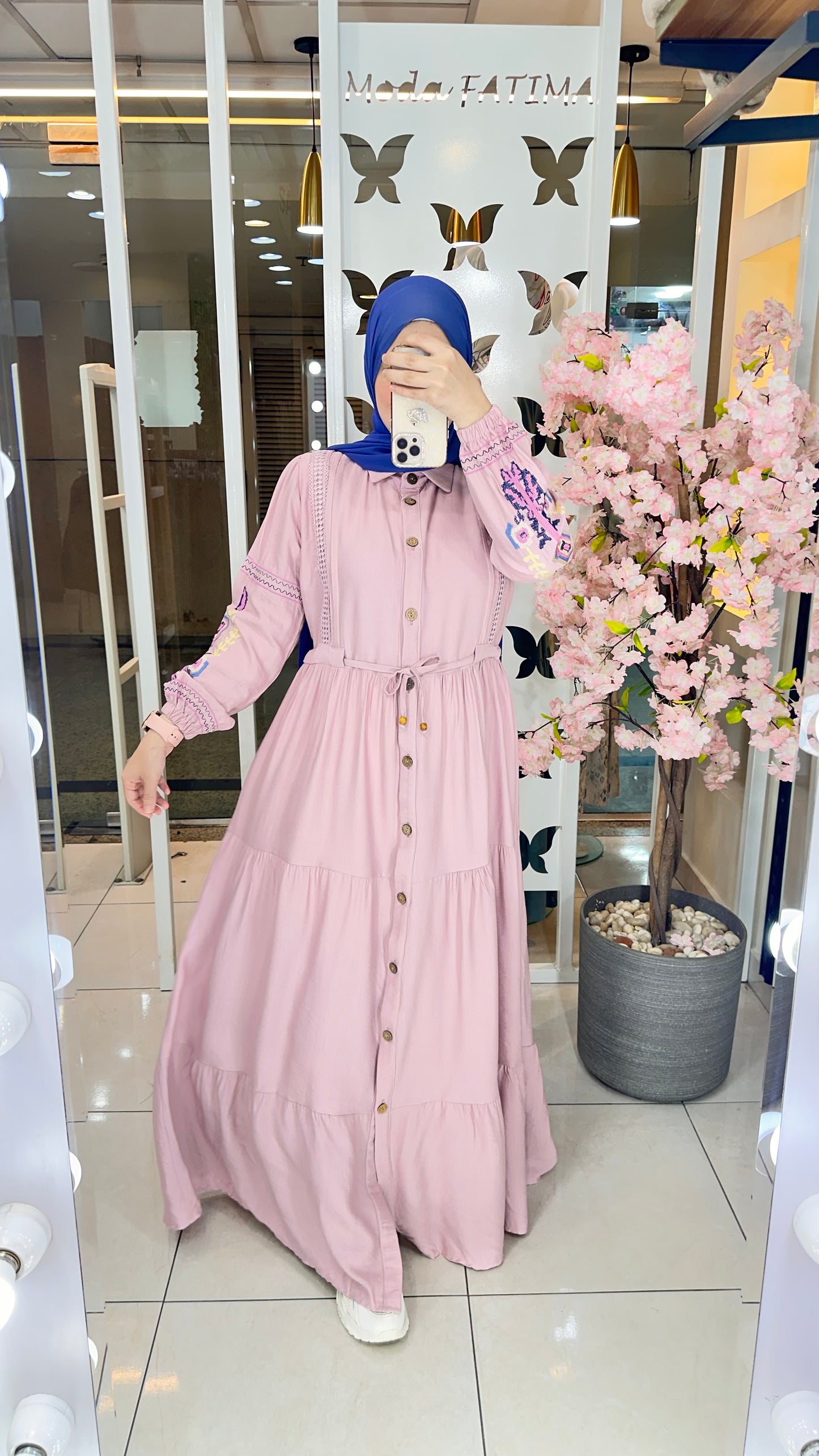 Orlina Embroidered  Linen Dress