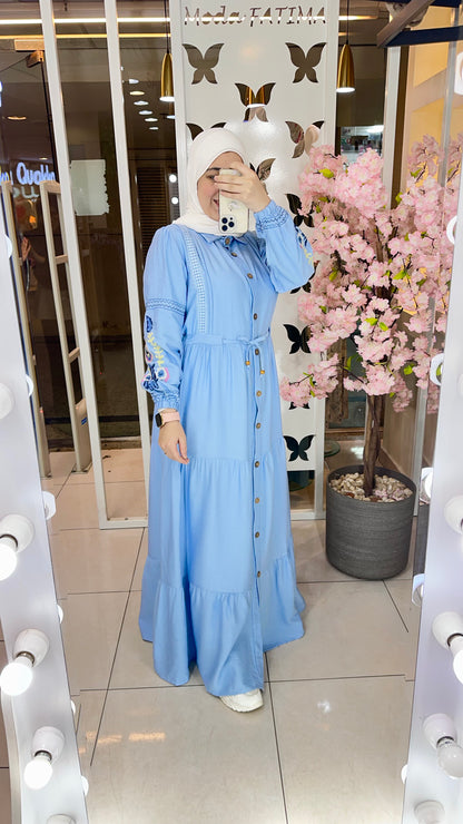 Orlina Embroidered  Linen Dress