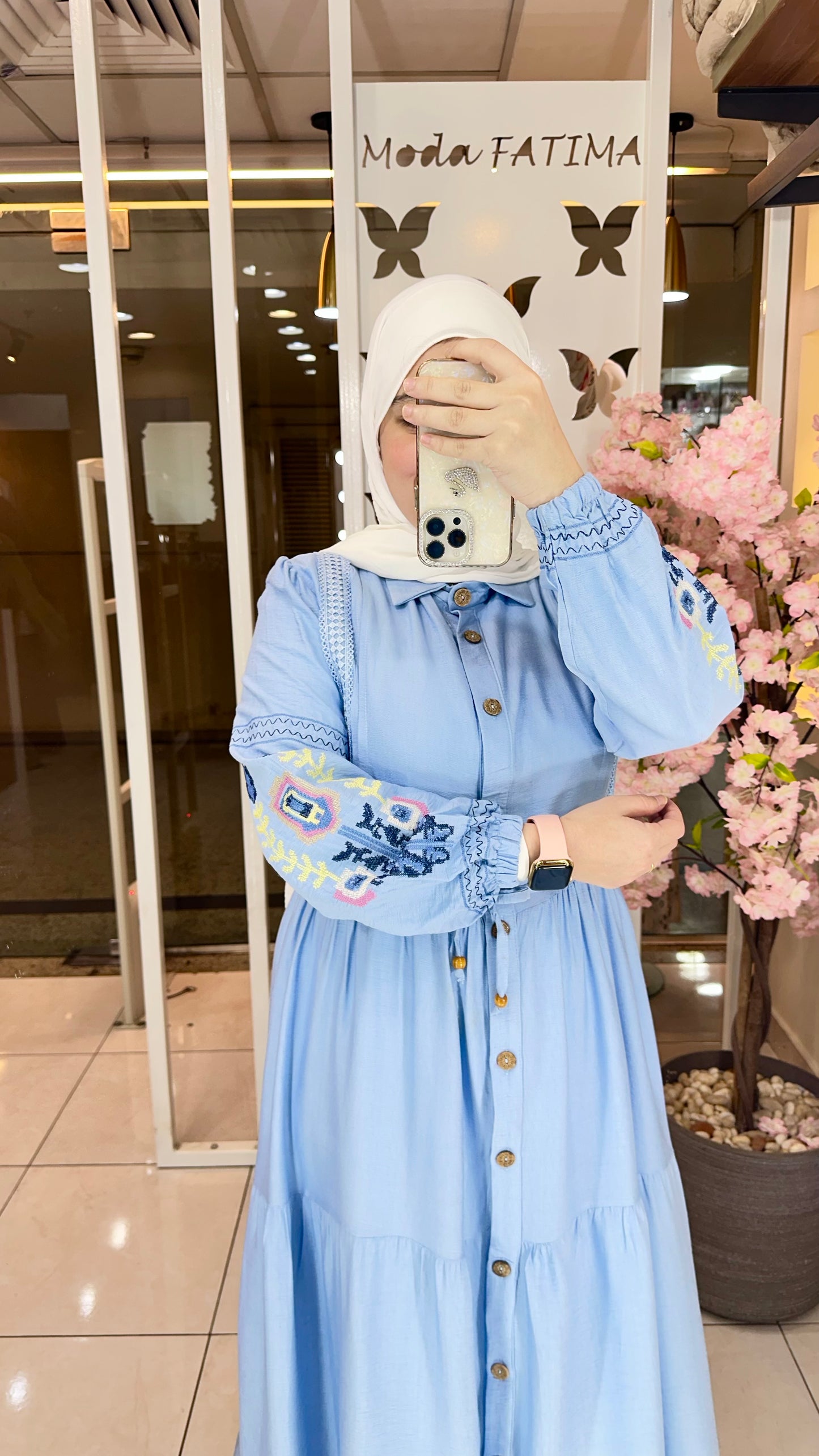 Orlina Embroidered  Linen Dress