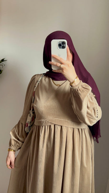Ruya Velvet Dress - Beige