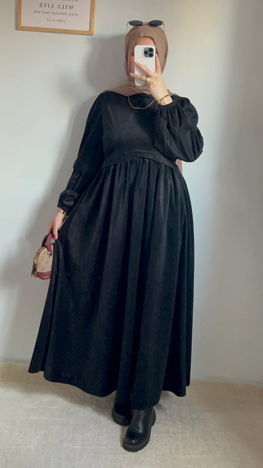 Ruya Velvet Dress -Balck