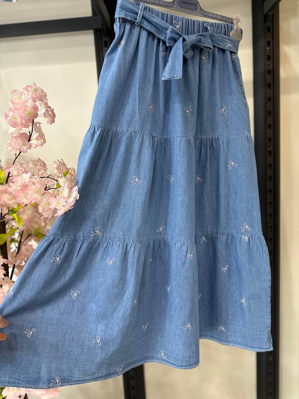 Jeans Embroidered Skirt Belt
