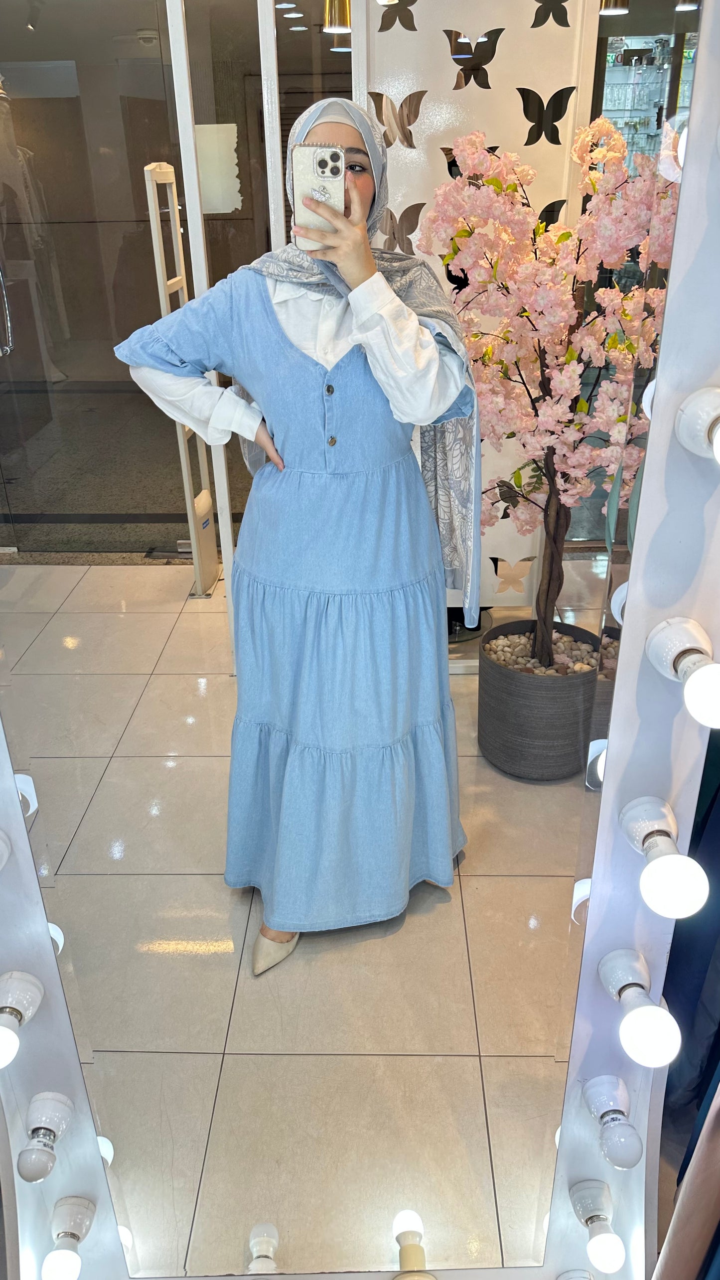 Denim Dress With Chemize