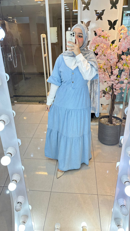 Denim Dress With Chemize