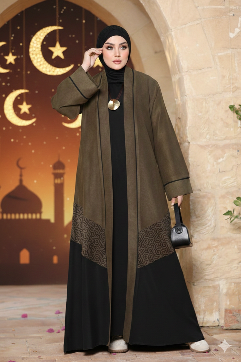 Two-piece suede set - Olive