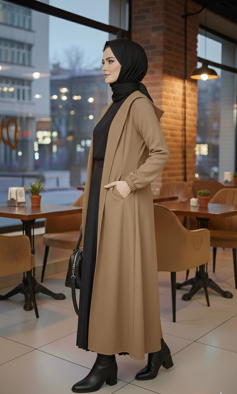 Waterproof Coat with hood - Brown