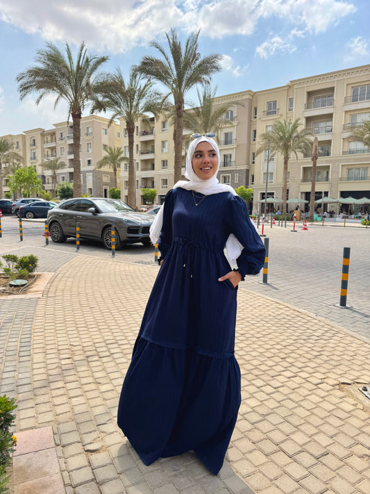 Glorea Orkide Dress-Dark Blue