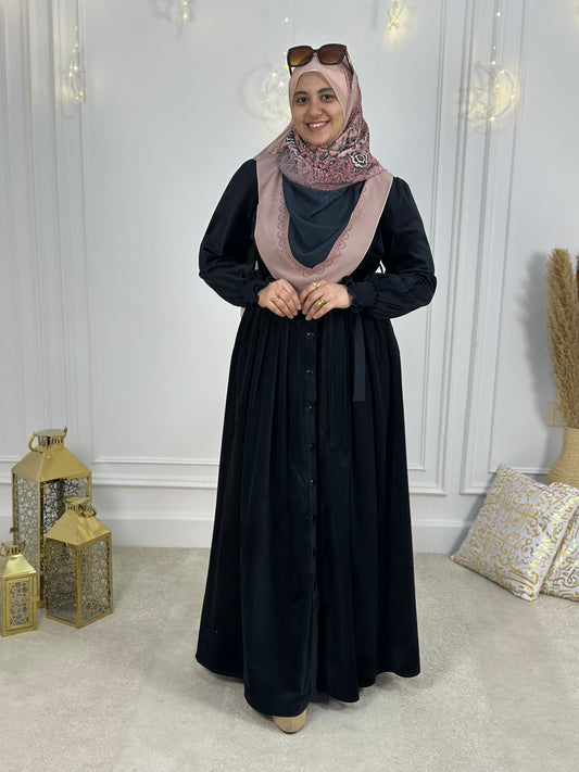 Zeina Buttons Dress - Black