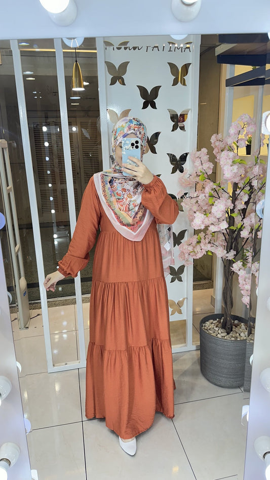 Dress Linen Dark Orange25395