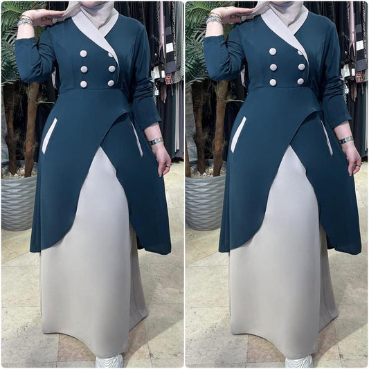 Dress Linen Petrol 25389