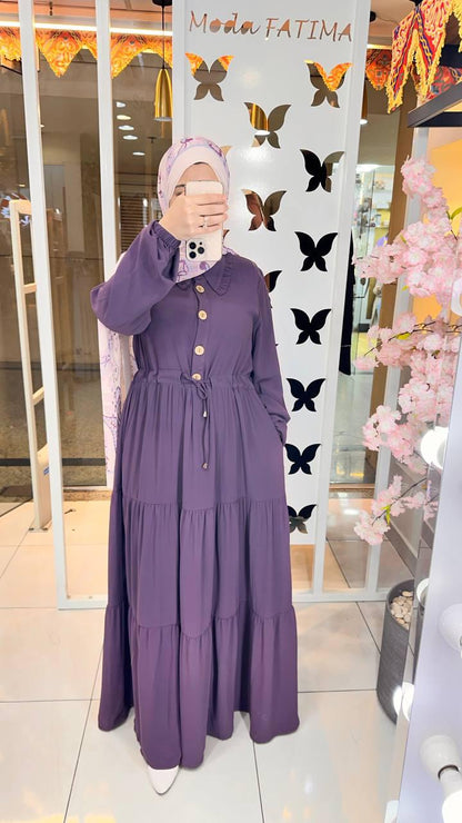 Oval Crepe Dress Purple
