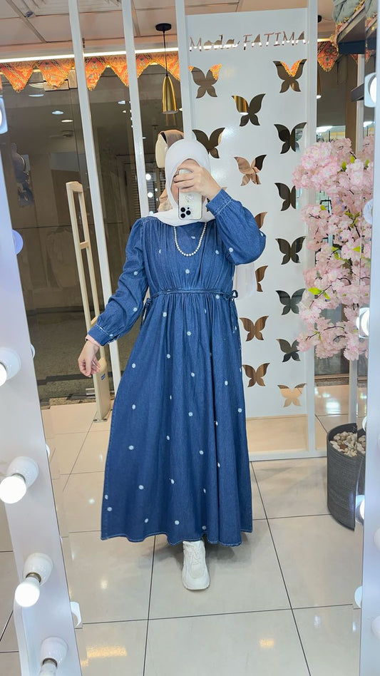 Radiant Embroidered Jeans Dress