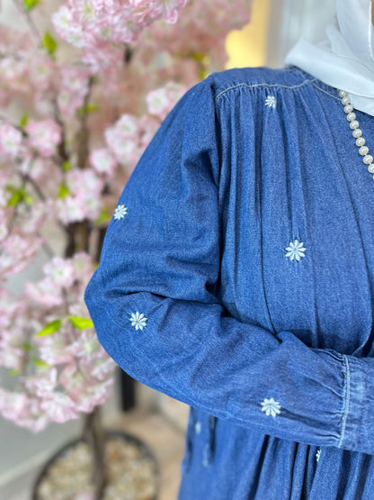 Radiant Embroidered Jeans Dress