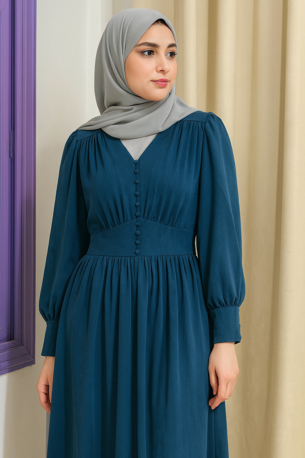 Premier suede dress with buttons