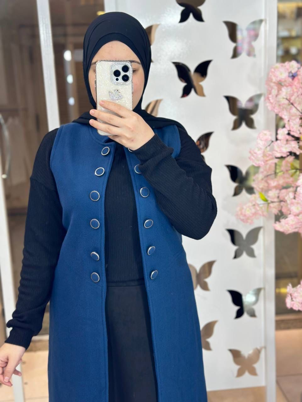 Sleeveless Coat Buttons Gough Dark Blue 71045