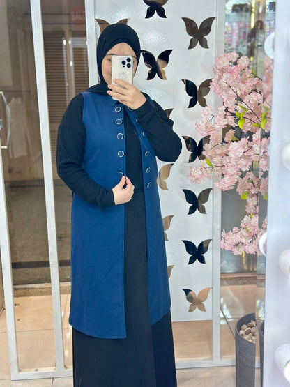 Sleeveless Coat Buttons Gough Dark Blue 71045