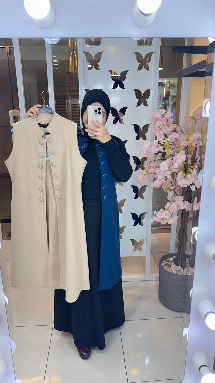 Sleeveless Coat Buttons Gough Dark Blue 71045