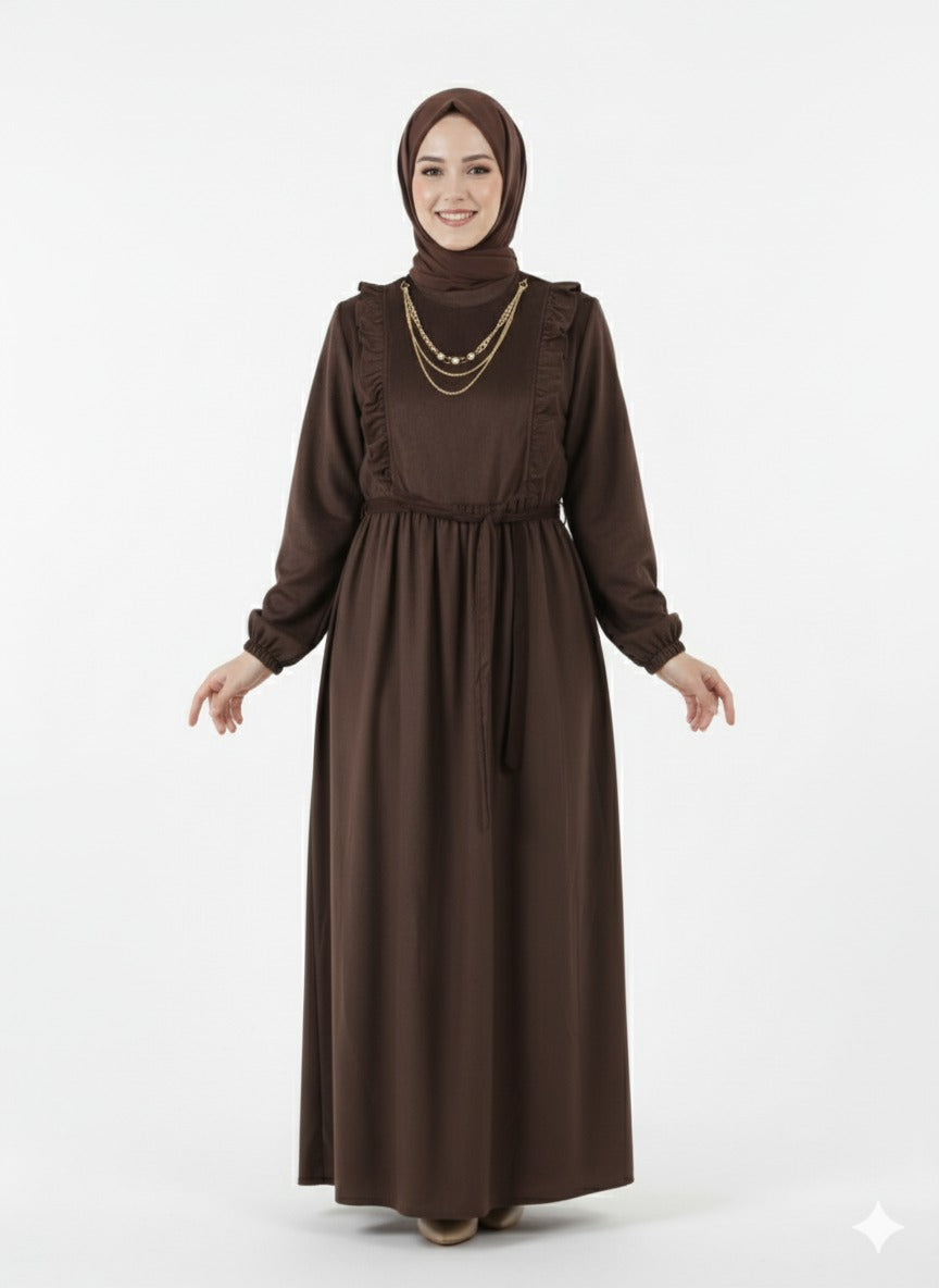 Godan Suede Bow Dress - Brown