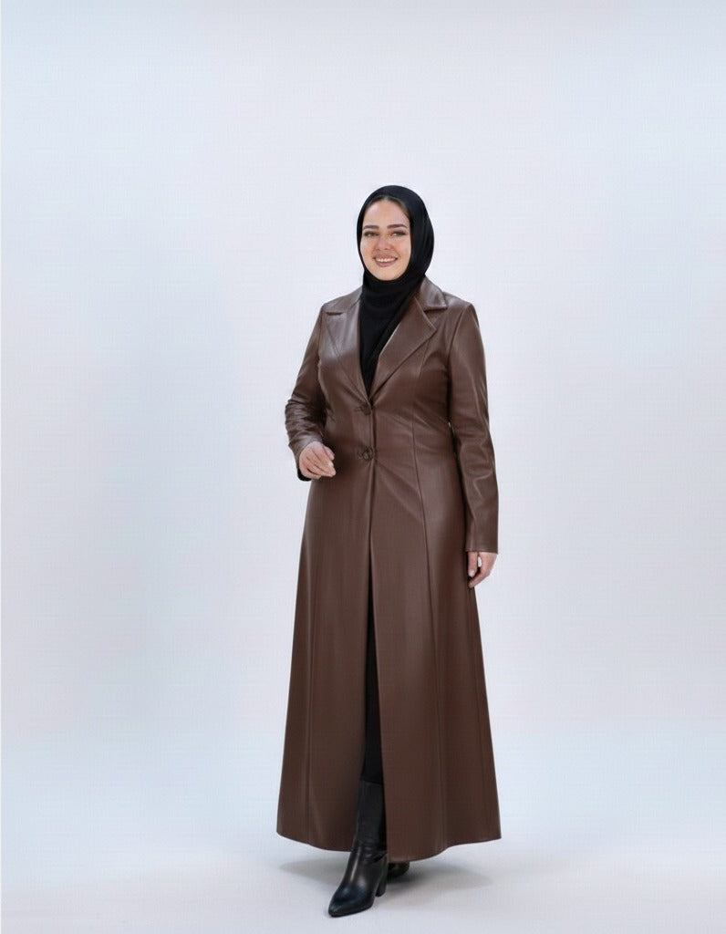 Classic leather coat - Brown