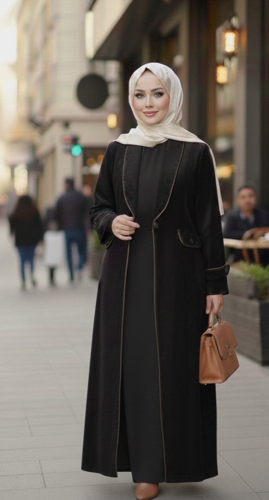 Two-piece suede coat - Black