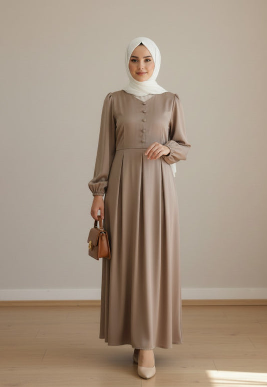 Bali Satin Dress - Light Browen