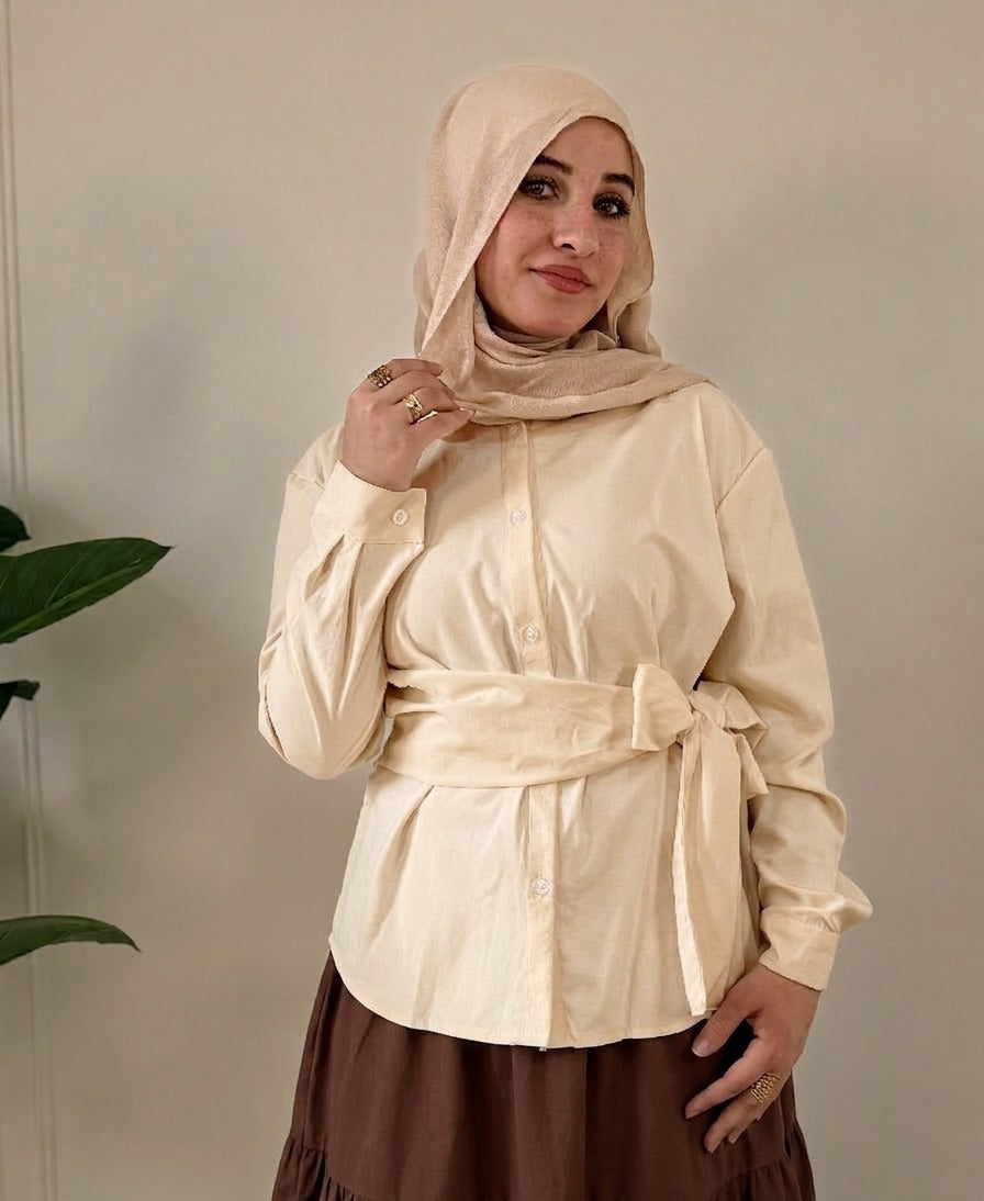 Randa Poplin Wrap Shirt -Begie