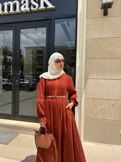 Reina Medina Ipek Guipure Dress