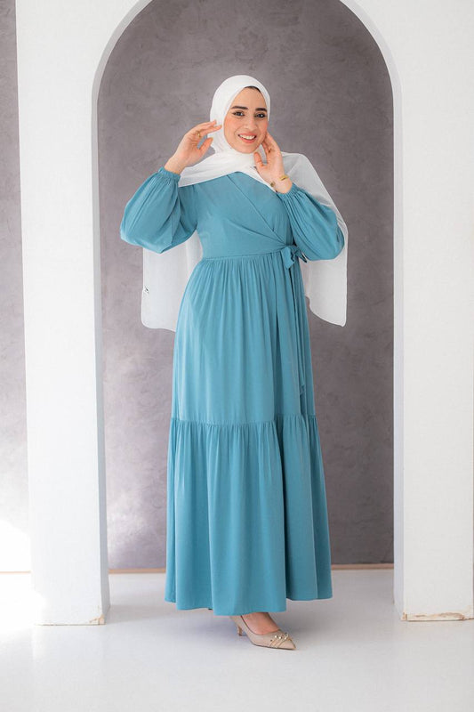 Tia Crepe Dress with Waist Tie