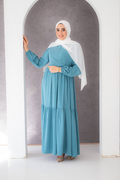 Tia Crepe Dress with Waist Tie