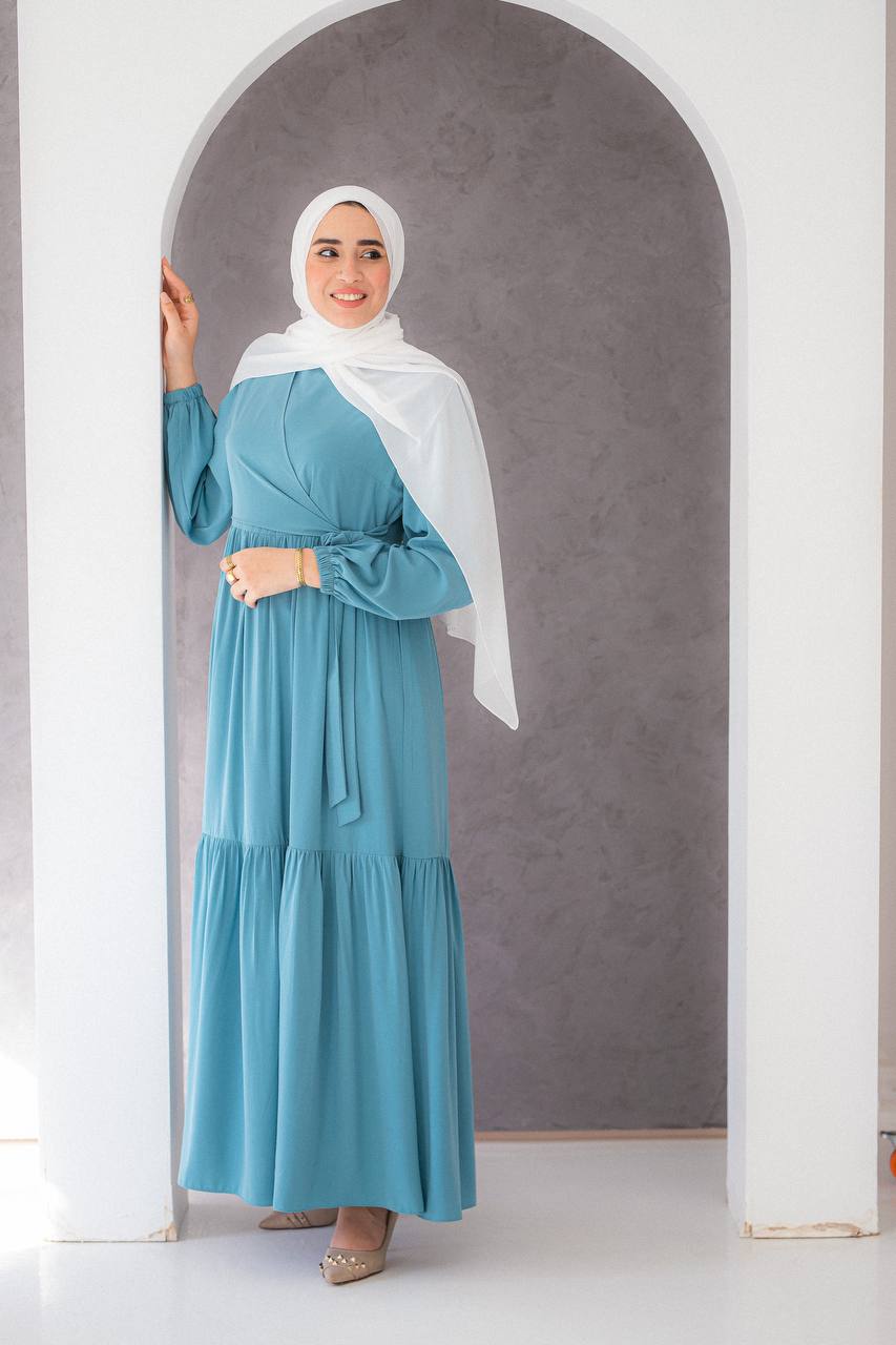 Tia Crepe Dress with Waist Tie